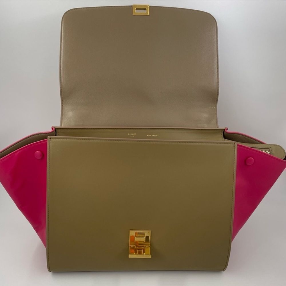 Celine Medium Bicolor‎ pink/ Tan Leather Bag W/Shoulder Strap NEW IN PKG